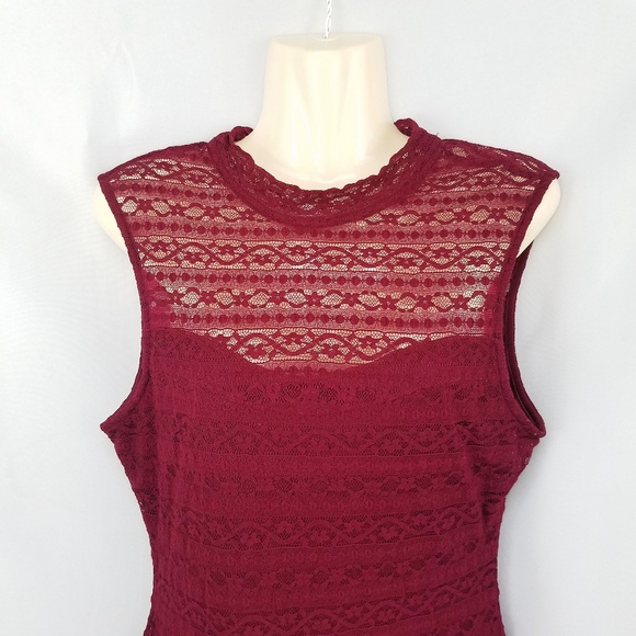 Guess Burgundy Red Lace Sweatheart Bodycon Dress 6 - Picture 3 of 7